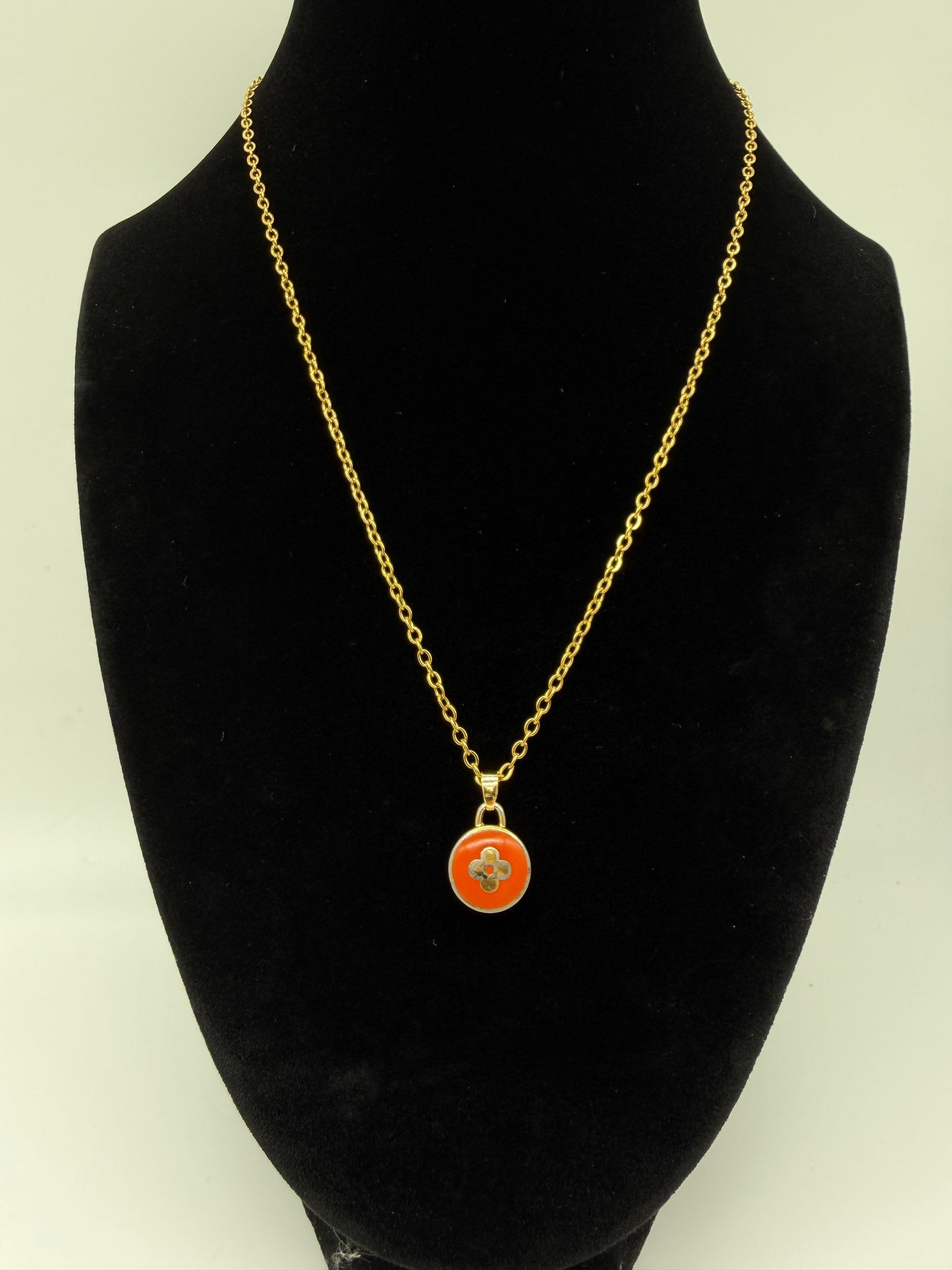 Louis Vuitton Orange UpCyled Charm Necklace