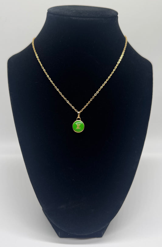 Green LV Charm Necklace