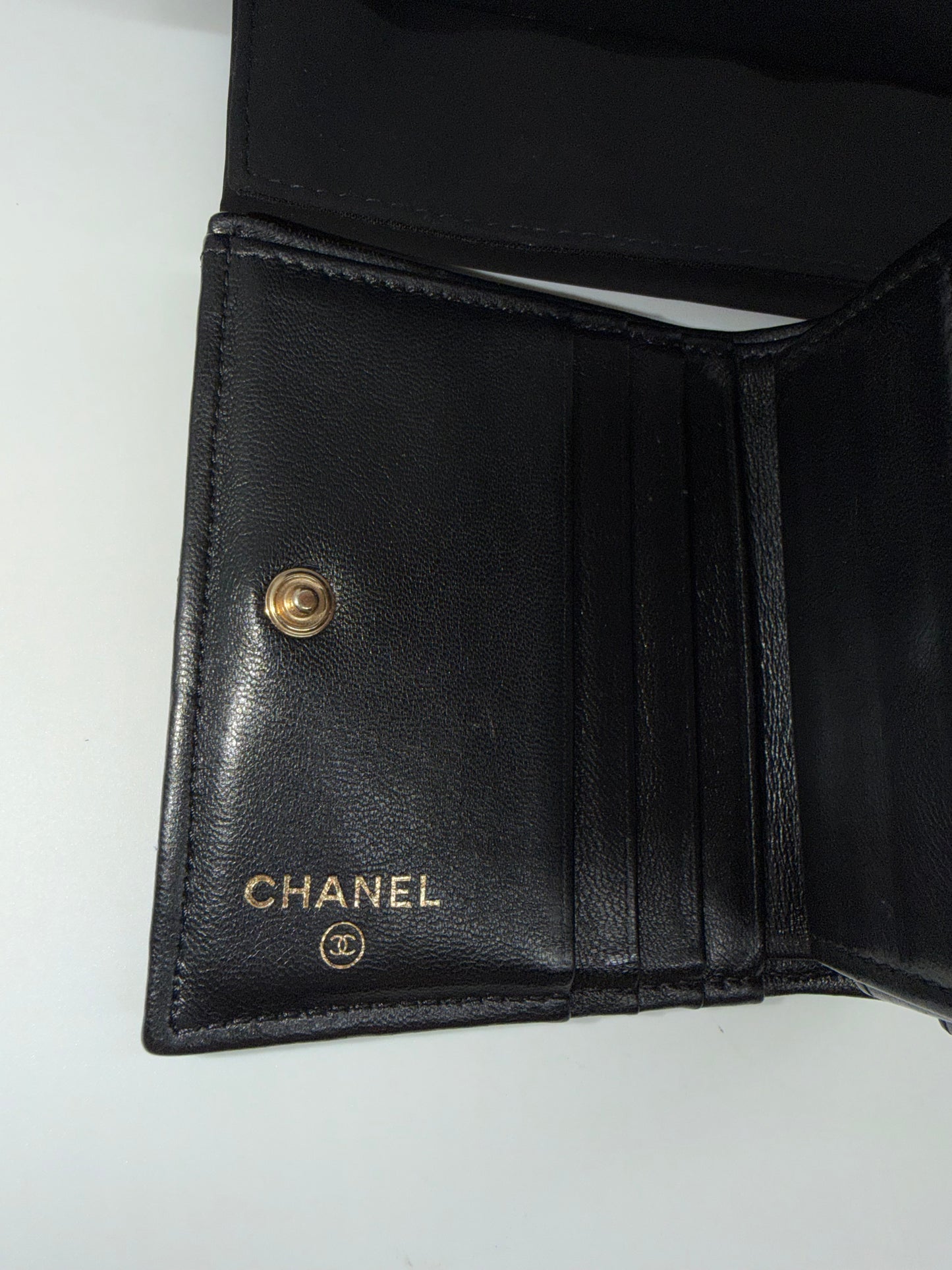 CHANEL Lambskin Small Leather Goods Quilted CC Compact Bifold Wallet