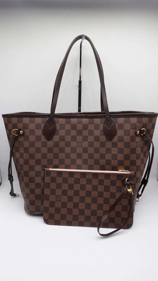 Louis Vuitton Damier Ebene Neverfull MM with Wristlet Pouch