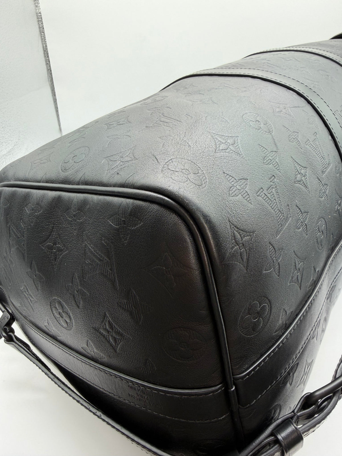 Louis Vuitton Black Shadow Leather Keepall 50 Bandouliere