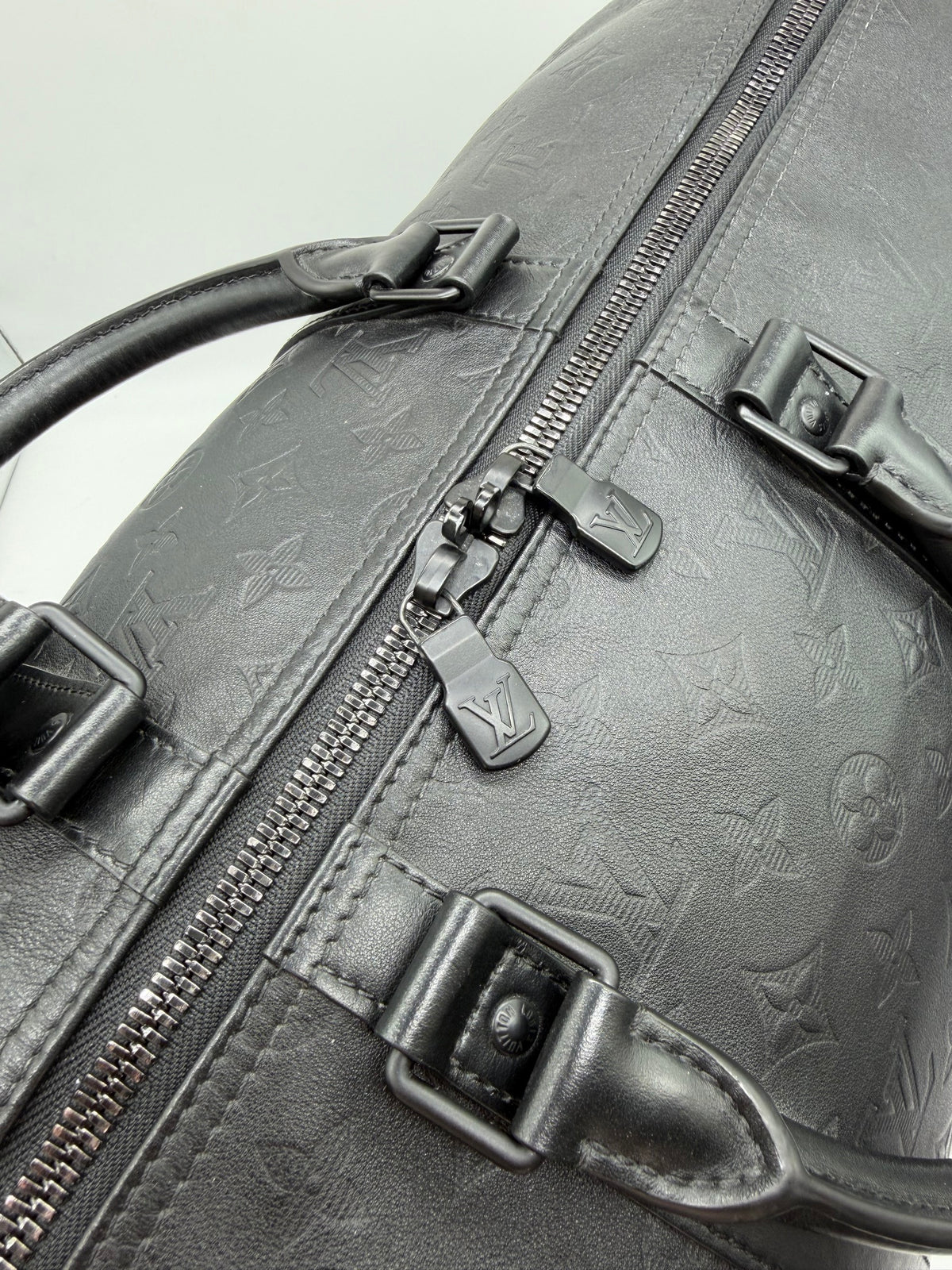Louis Vuitton Black Shadow Leather Keepall 50 Bandouliere