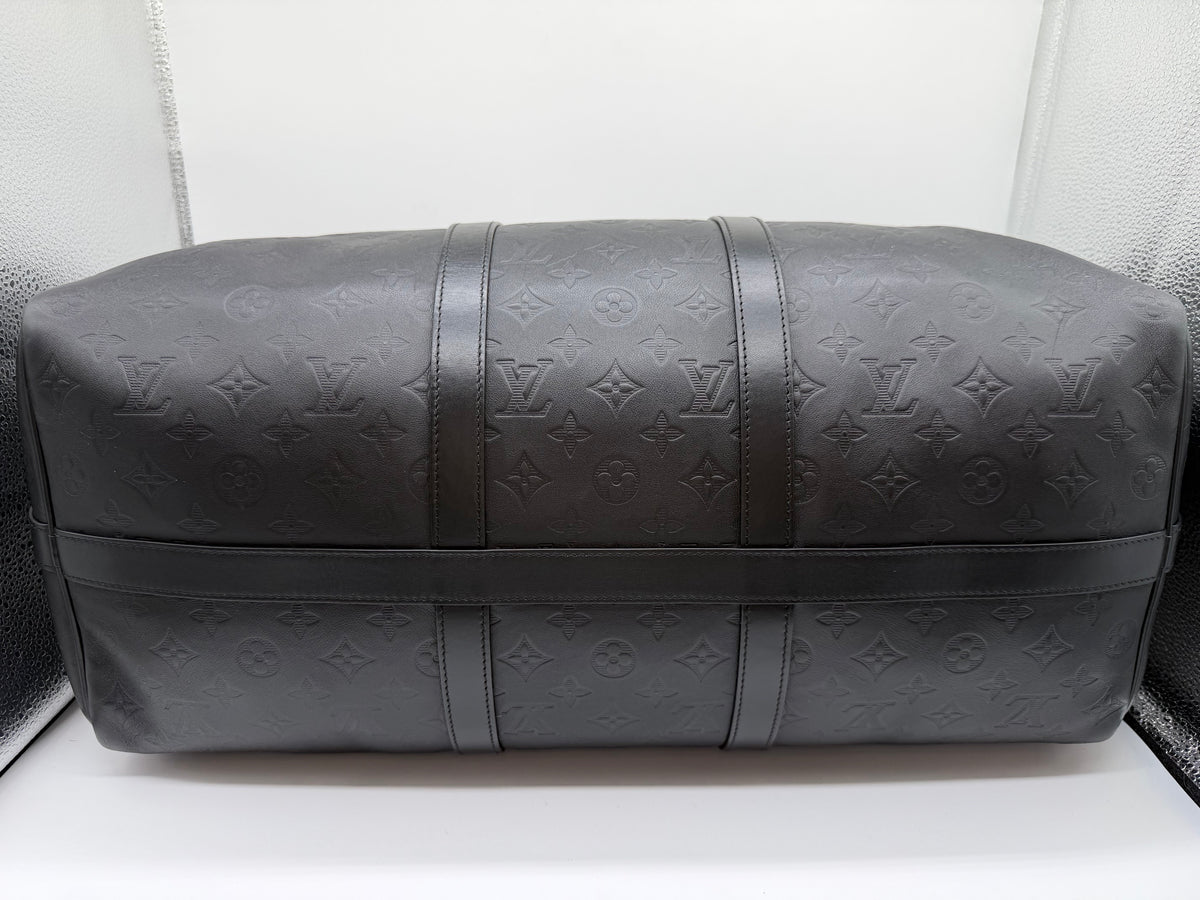 Louis Vuitton Black Shadow Leather Keepall 50 Bandouliere