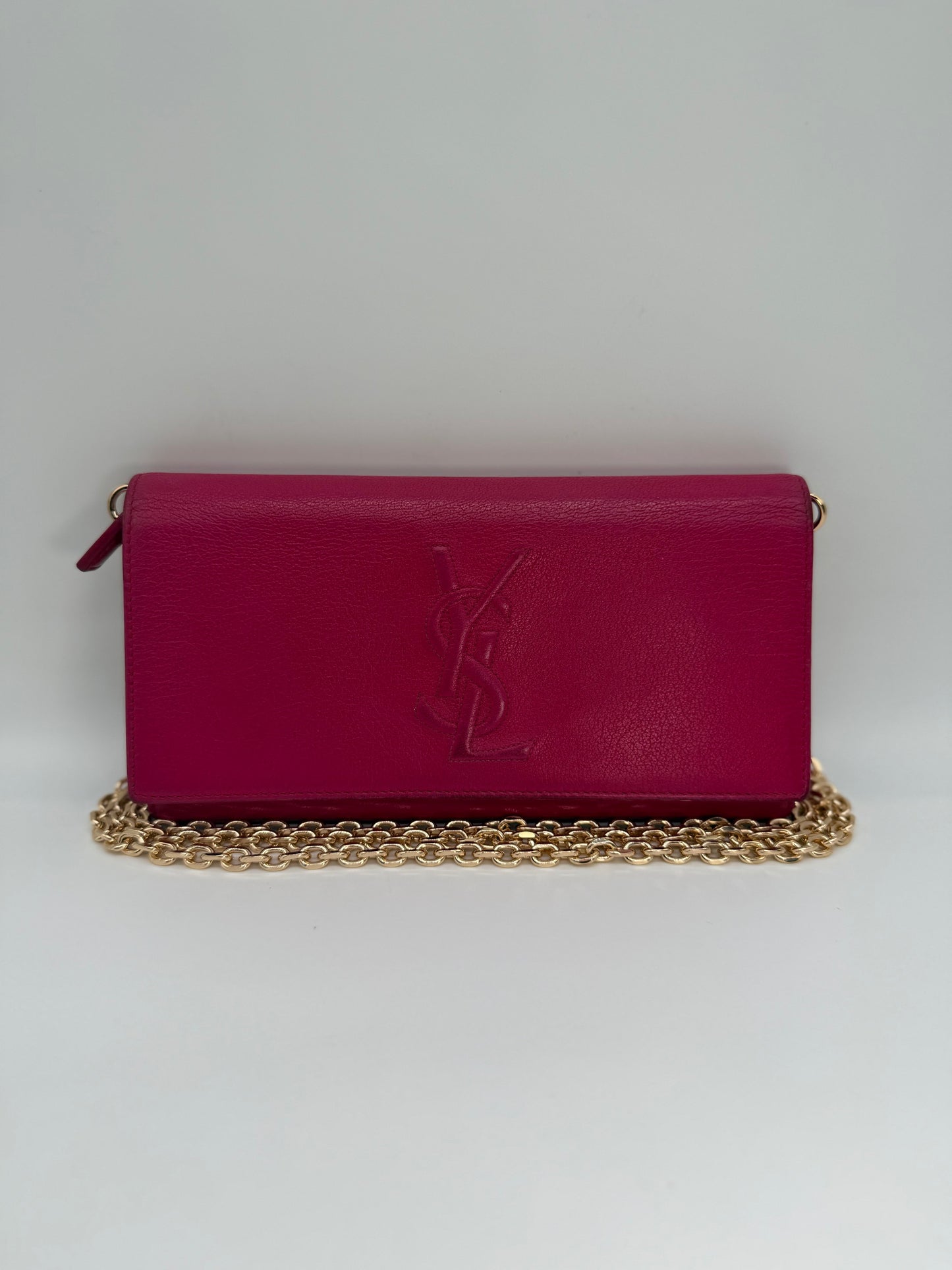 YSL Vintage Leather Long Wallet on Chain
