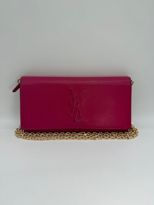 YSL Vintage Leather Long Wallet on Chain