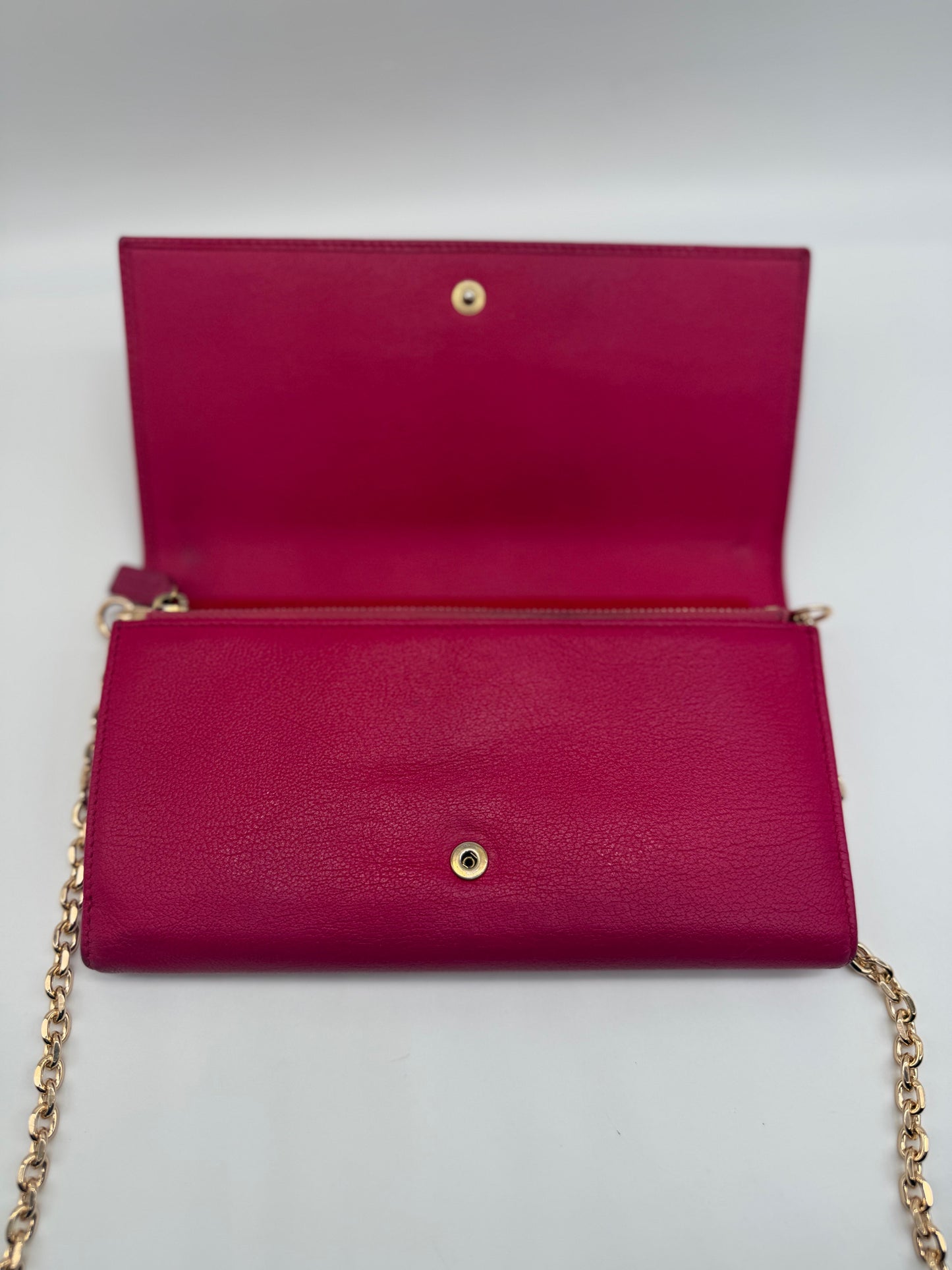 YSL Vintage Leather Long Wallet on Chain