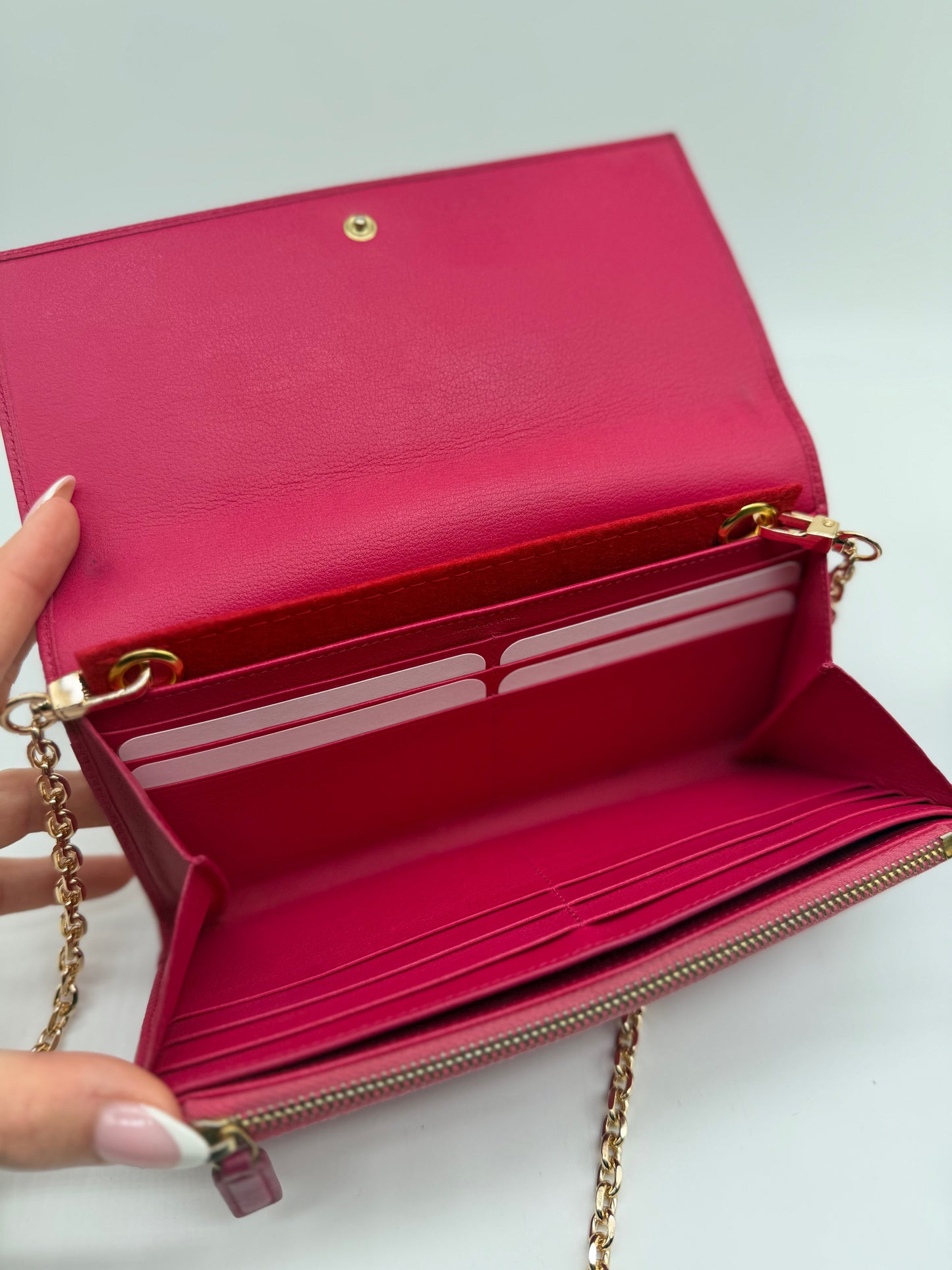 YSL Vintage Leather Long Wallet on Chain